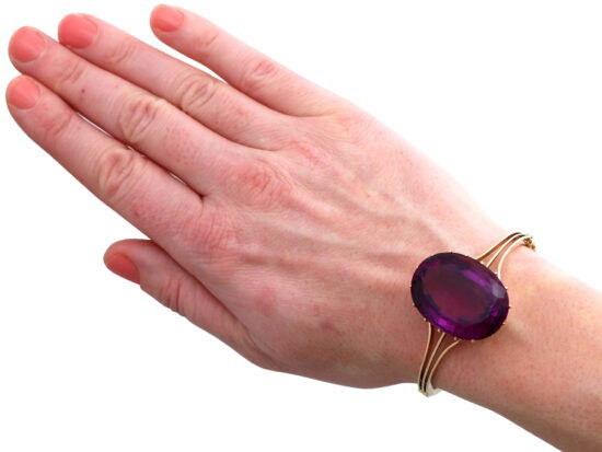 Amethyst Gold Bangle On Wrist