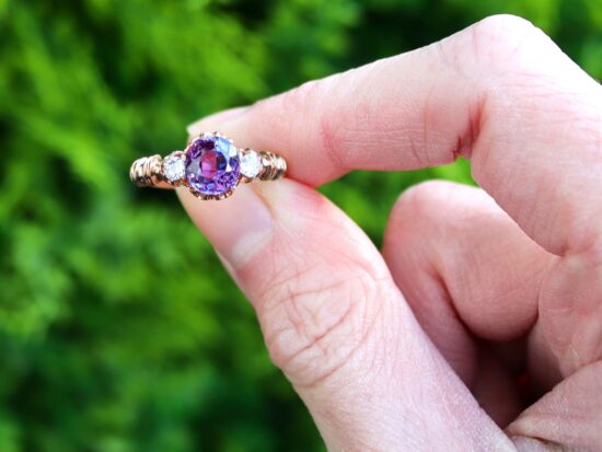Victorian Sapphire Trilogy Ring Front