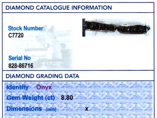 Black Onyx Earrings grading card