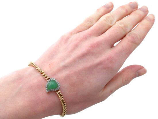 Chrysoprase Heart Bracelet On Wrist