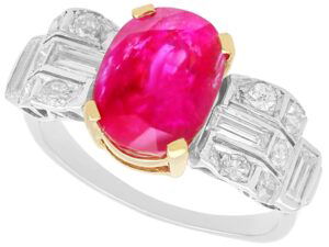 art deco Burmese ruby ring
