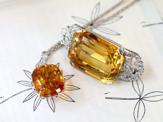Vintage Citrine Pendant Front Detail