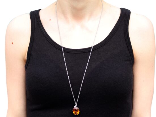 White Gold Pendant Being Worn