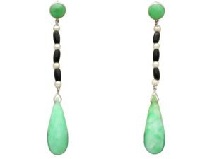 Jade Drop Earrings with Onyx