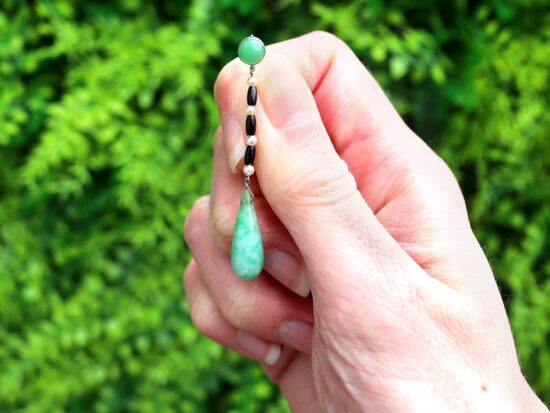 Jade Drop Earring with Onyx outside