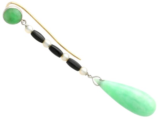 Jade Drop Earring with Onyx