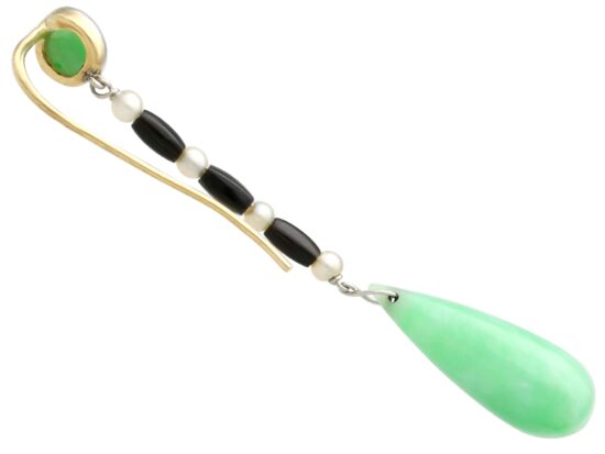 Jade Drop Earring with Onyx
