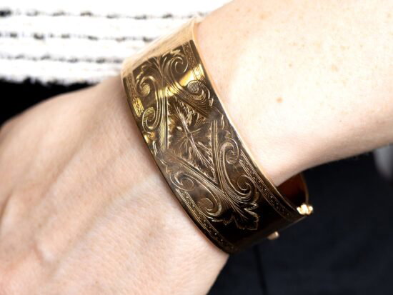 wearing antique rose gold bangle