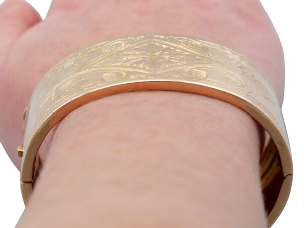 Gold Bangle Worn Close-Up