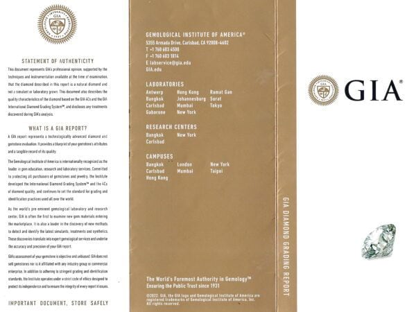 GIA diamond ring certificate