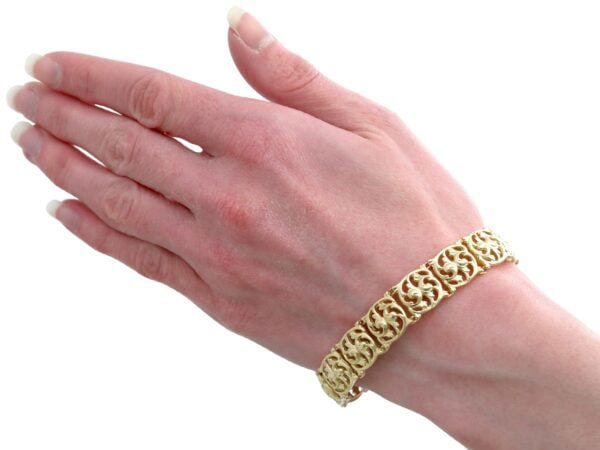 Art Nouveau Gold Bracelet On Wrist