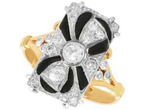 Black Onyx and Diamond Ring Art Deco