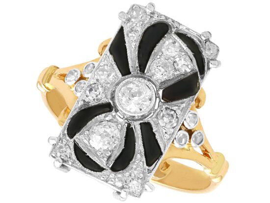 Black Onyx and Diamond Ring Art Deco