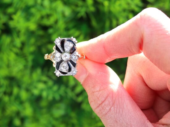 onyx ring with diamonds outside