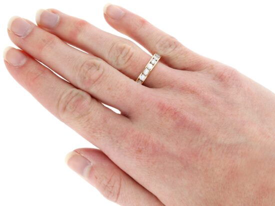 wearing diamond Rose Gold Eternity Ring