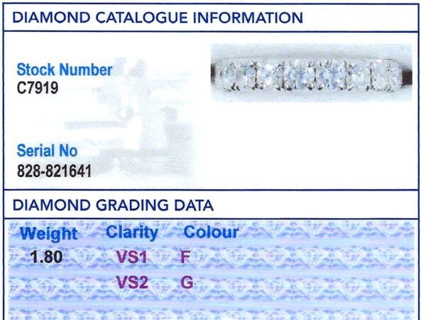 1.8 Carat Diamond Eternity Band grading card