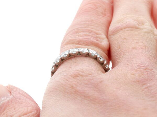 18ct White Gold Eternity Band on finger