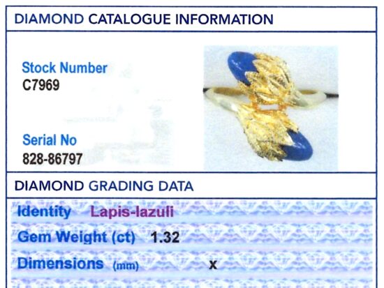 Lapis Lazuli Yellow Gold Ring grading card