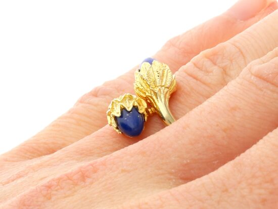Lapis Lazuli Yellow Gold Ring on hand