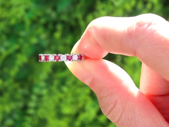 18ct White Gold Ruby and Diamond Eternity Ring outside