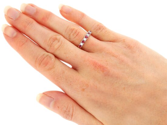 wearing 18ct White Gold Ruby and Diamond Eternity Ring