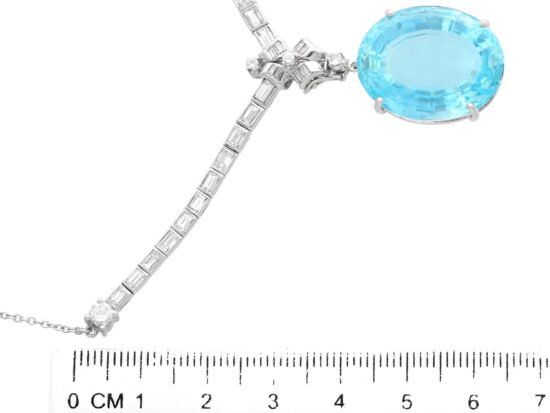 Diamond Necklace with Aquamarine Pendant size
