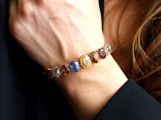 sapphire garnet citrine bracelet wearing