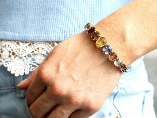 wearing sapphire garnet citrine bracelet