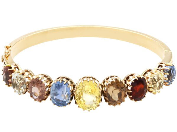 Antique 9ct Gold Gemstone Bangle