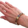 Multi Gemstone Gold Bangle On Wrist
