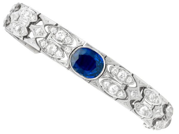 Art Deco Sapphire Diamond Platinum Bracelet