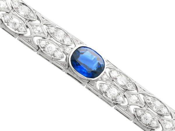 Platinum Sapphire Diamond Bracelet Close Up