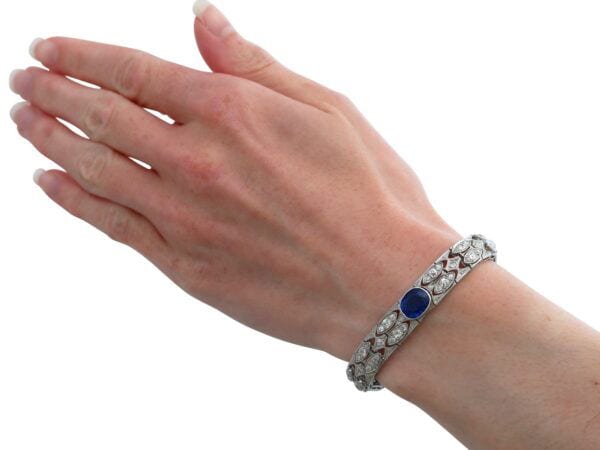 Sapphire Diamond Platinum Bracelet Worn