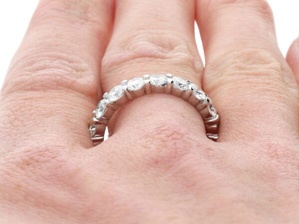 size o diamond eternity ring on finger