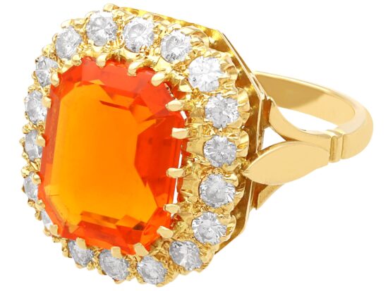 Vintage Fire Opal and Diamond Dress Ring