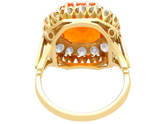 Fire Opal and 1ct Diamond, 18 ct Yellow Gold Dress Ring Reverse
