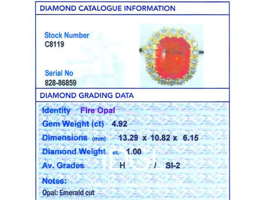 Fire Opal Grading Card