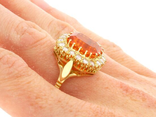 Wearing Fire Opal and Diamond Ring