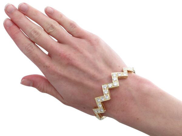 Diamond Yellow Gold Bangle Worn