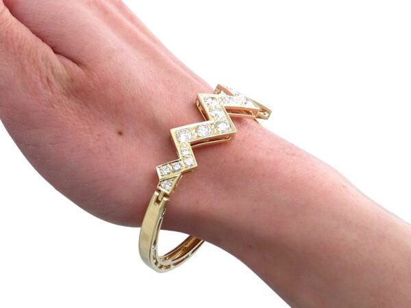 Diamond Yellow Gold Bangle On Wrist
