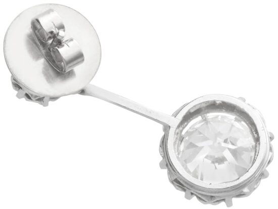 reverse of platinum diamond drop earring