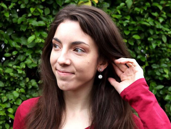 modelling platinum diamond drop earring
