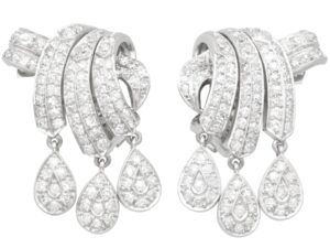 platinum diamond drop earrings