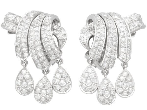 platinum diamond drop earrings