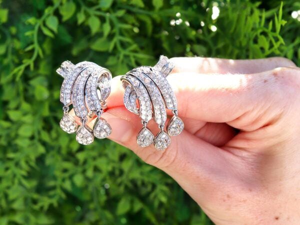 platinum diamond multi drop earring