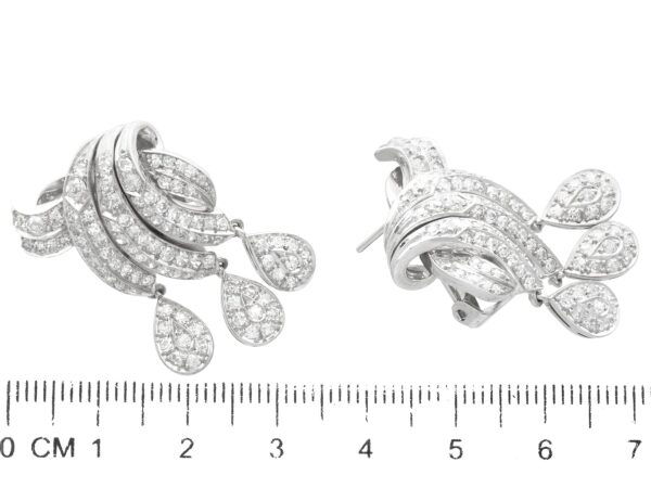 platinum diamond drop earrings size