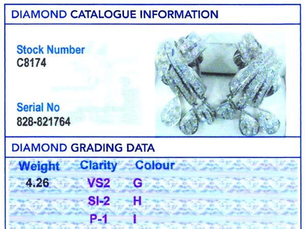 platinum diamond multi drop earrings grading card