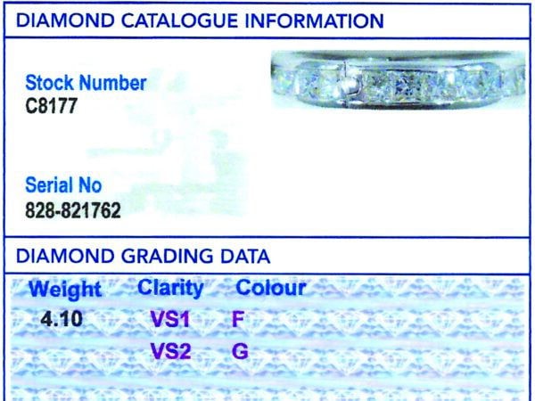 Diamond Eternity Ring White Gold for Sale grading card