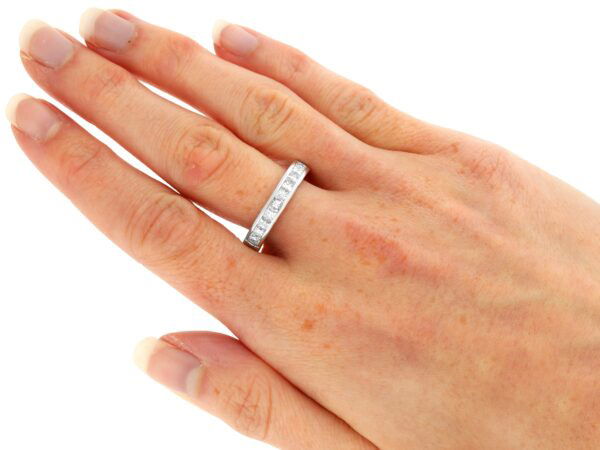 Diamond Eternity Ring White Gold for Sale wearing