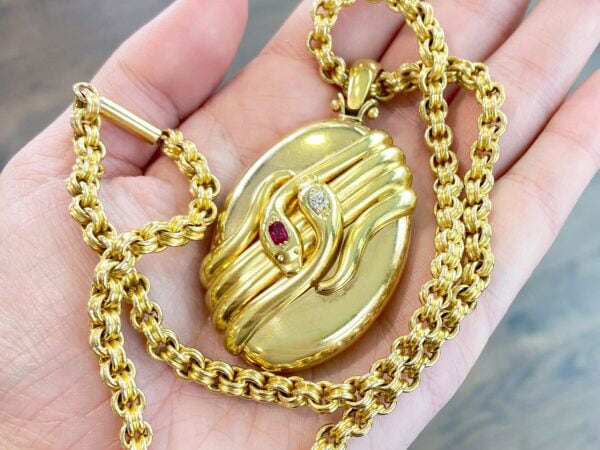antique gold snake locket